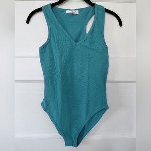 Zenana Outfitters Teal V-Neck Bodysuit